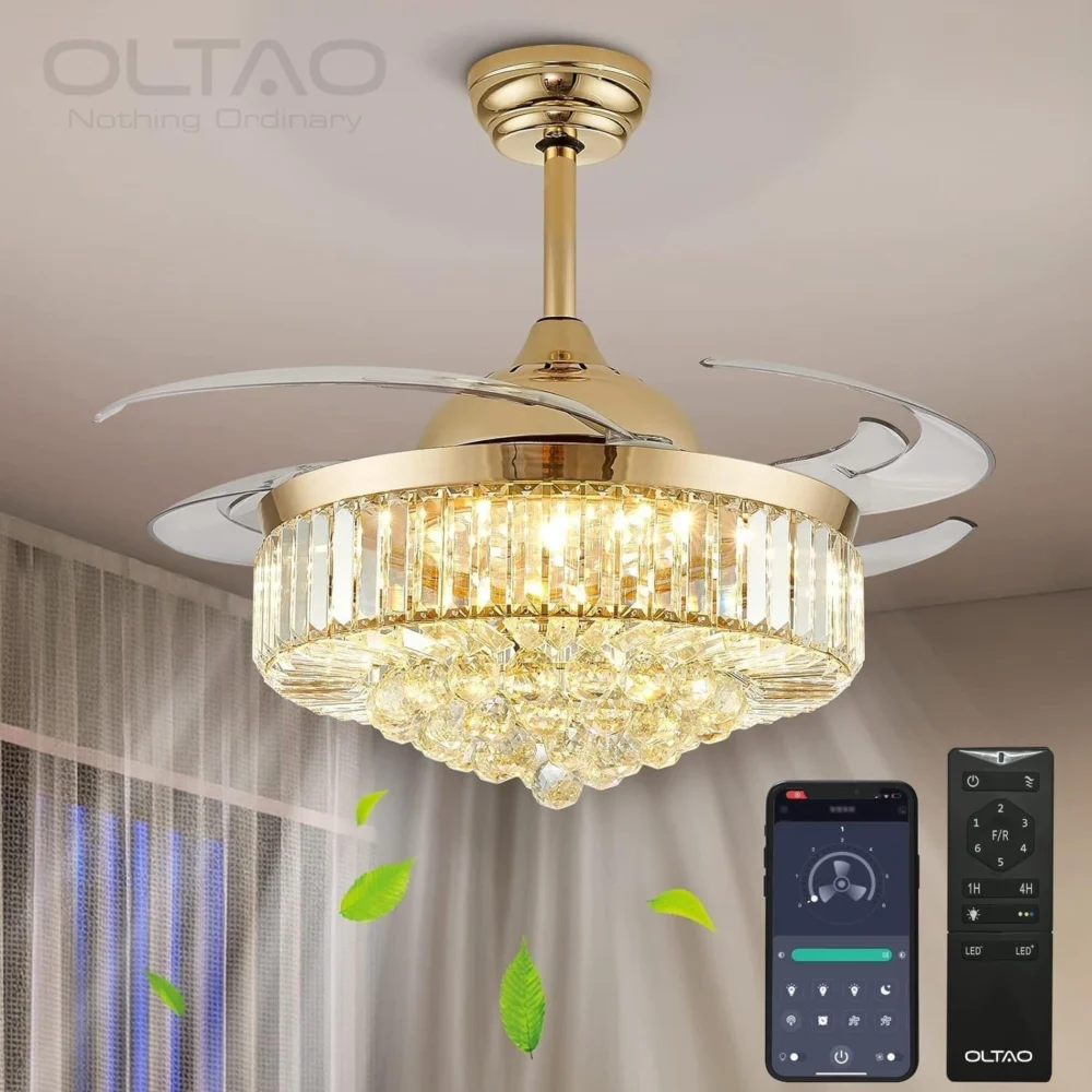 Oltao Picola Gold Smart Chandelier Fan - Image 2