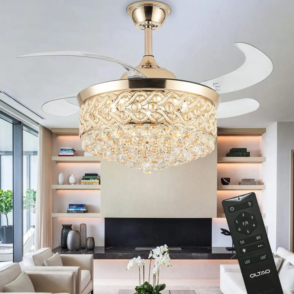 Oltao Tiara Gold Smart Chandelier Fan - Image 2