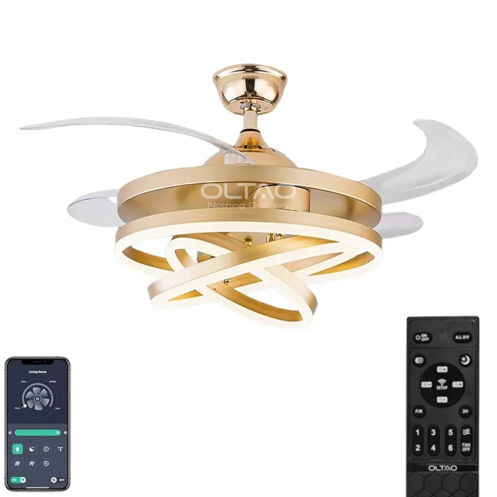 Oltao Enigma Gold Smart Chandelier Fan - Image 2