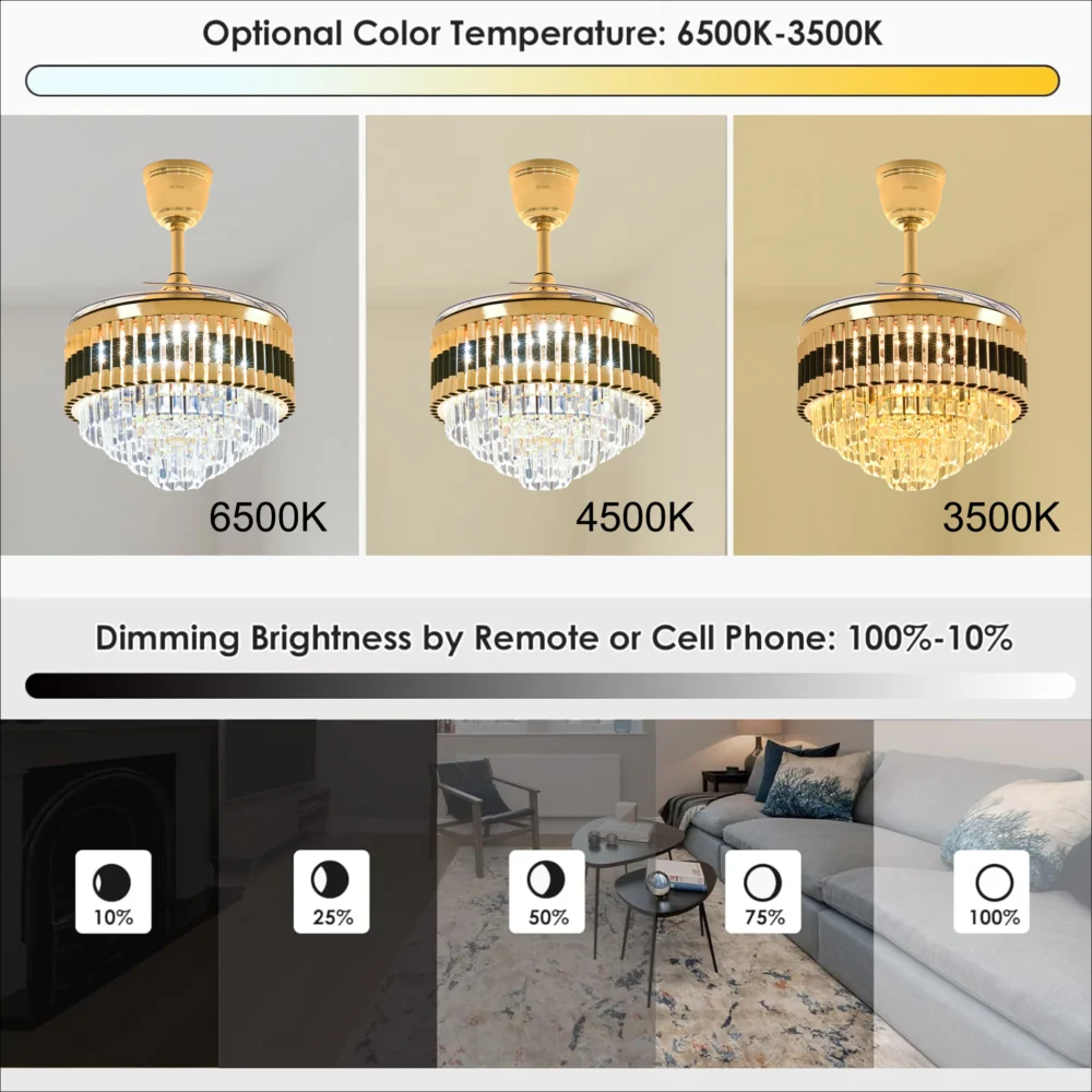 Oltao Grace Smart Chandelier Fan - Image 2