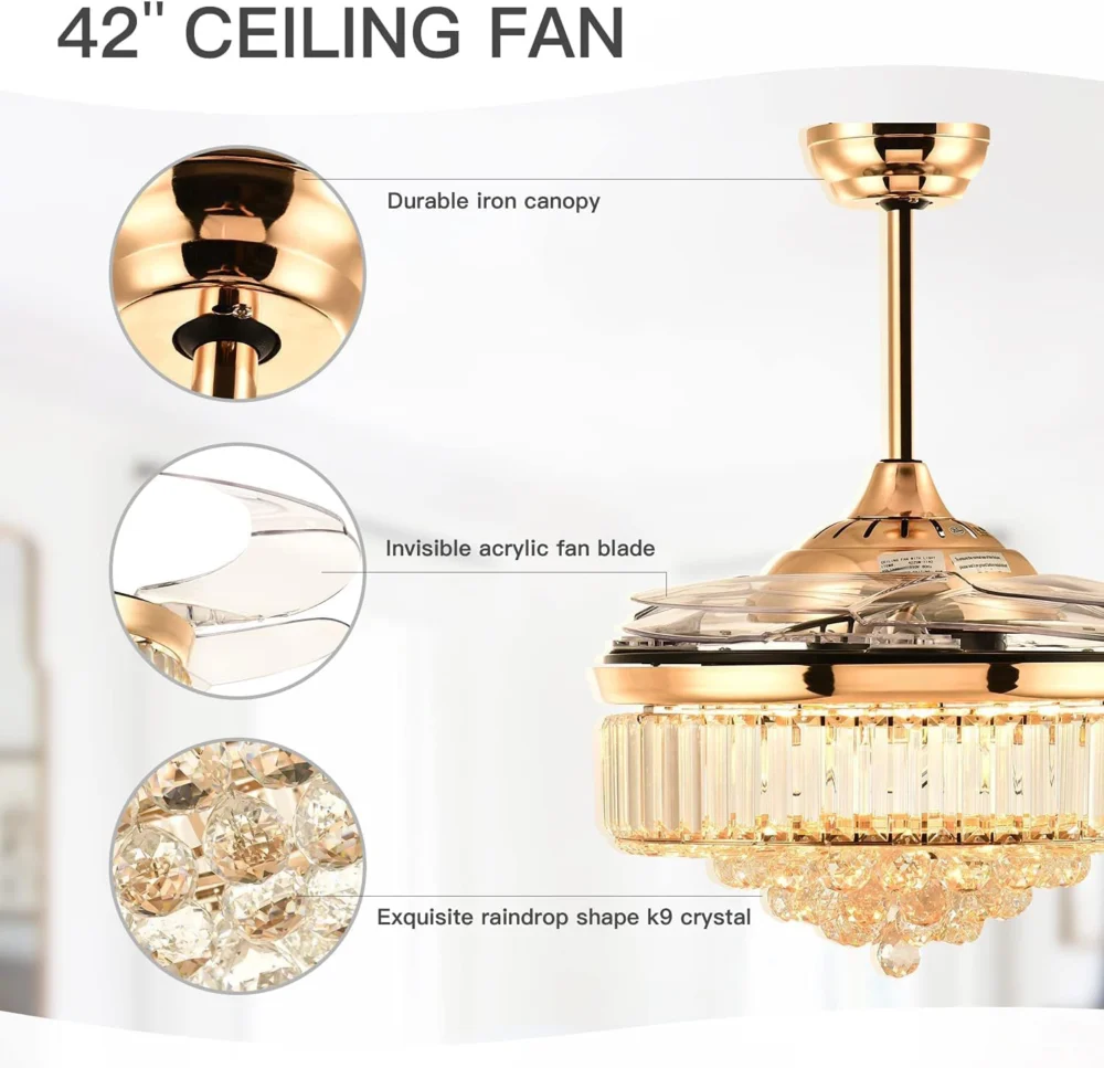 Oltao Picola Gold Smart Chandelier Fan - Image 4