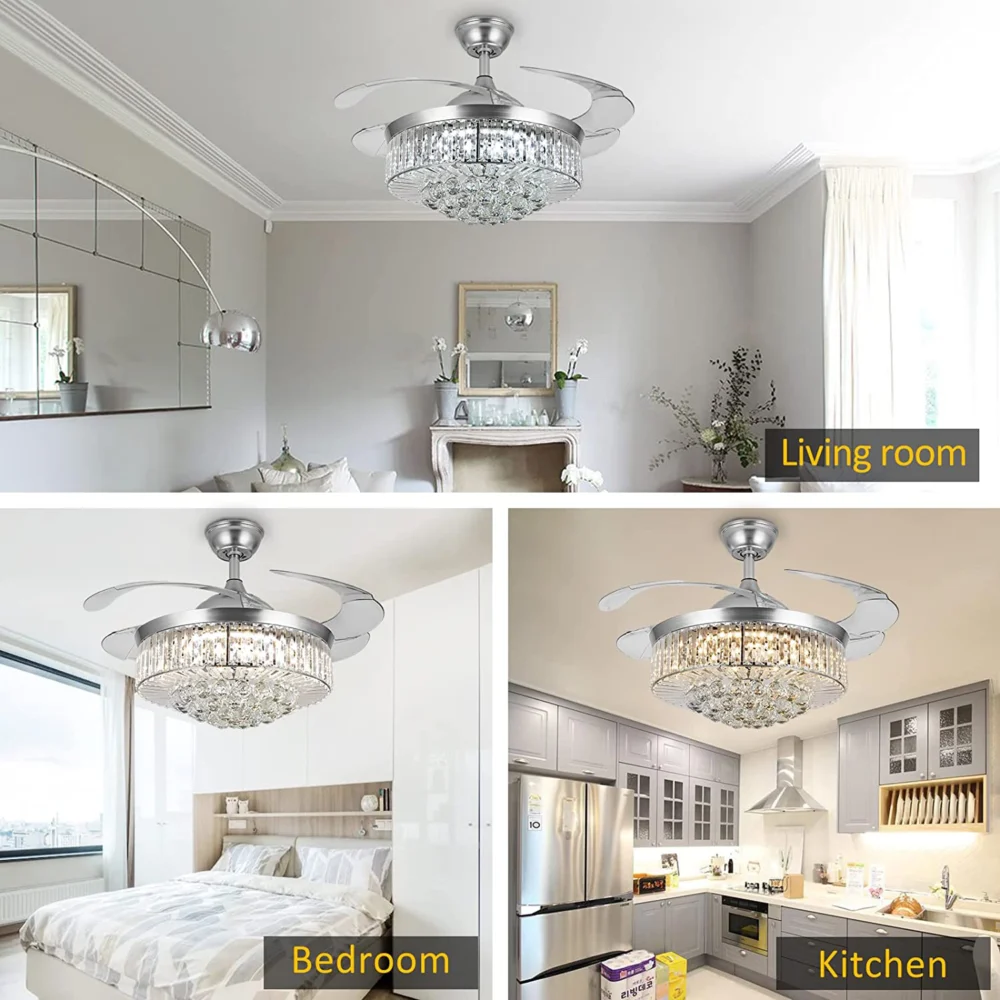Oltao Picola Silver Smart Chandelier Fan - Image 3