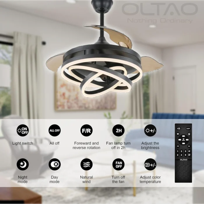 Oltao Enigma Black Smart Chandelier Fan