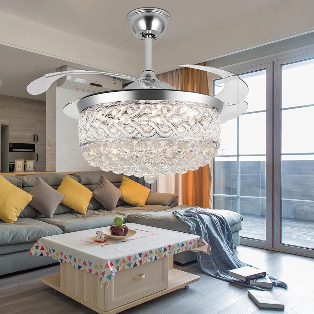 Oltao Tiara Silver Smart Chandelier Fan - Image 6
